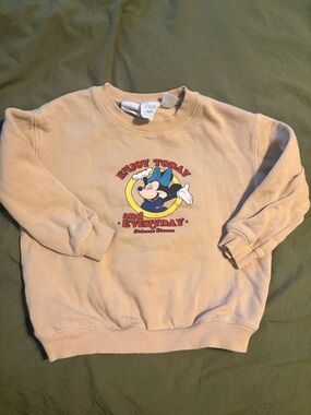 Zara Beige Crewneck Sweatshirt with Minnie Mouse Graphic